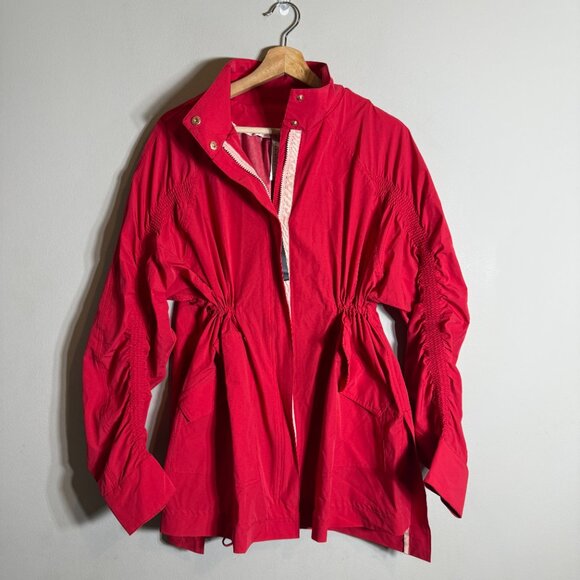 Fabletics x Madelaine Petsch Giana Full Zip Rain Jacket Womens Small Red Outdoor - Picture 2 of 13